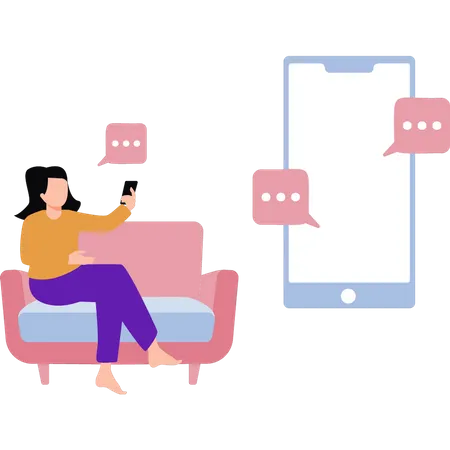 Communication femme sur mobile  Illustration