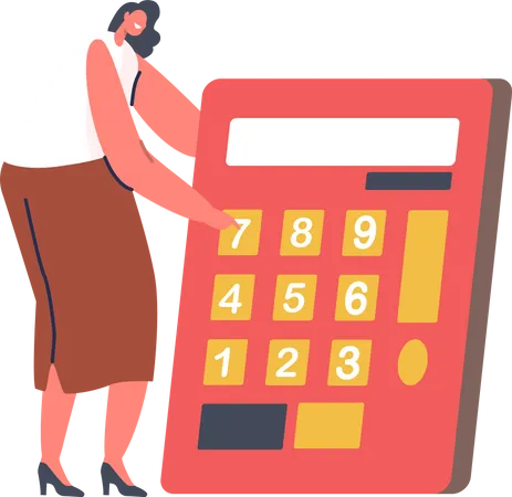 Comptable féminine faisant le calcul du budget  Illustration