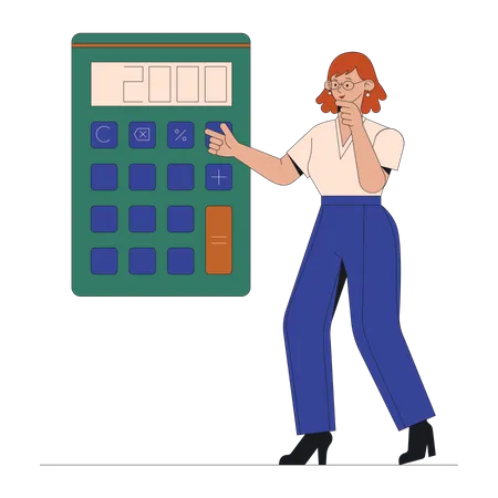 Comptable féminine faisant le calcul du budget  Illustration