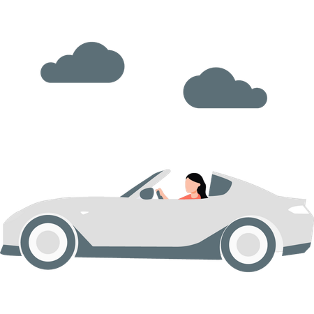 Femme conduisant une voiture  Illustration