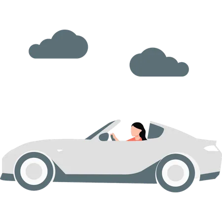 Femme conduisant une voiture  Illustration