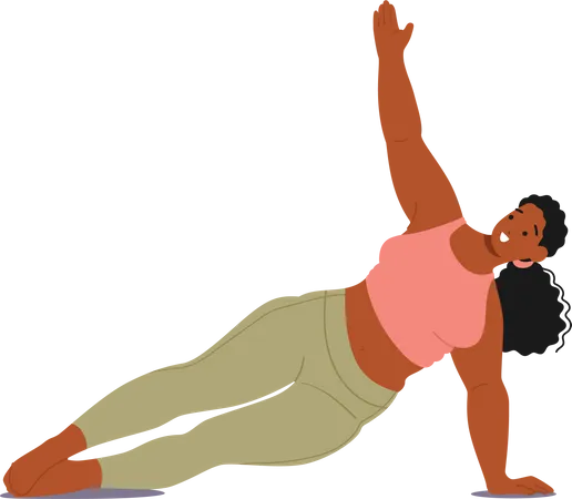 Femme de grande taille confiante pratiquant gracieusement le yoga debout sur une main  Illustration