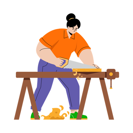 Femelle coupant du bois  Illustration