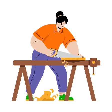Femelle coupant du bois  Illustration