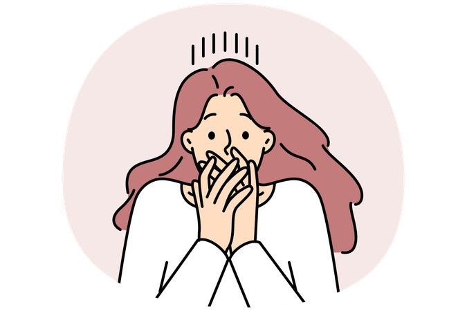 Une femme se couvre la bouche, choquée par la nouvelle  Illustration