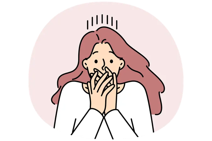 Une femme se couvre la bouche, choquée par la nouvelle  Illustration