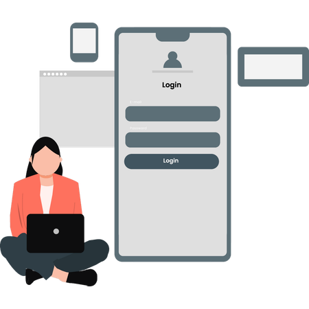 Femme créant un profil de connexion  Illustration