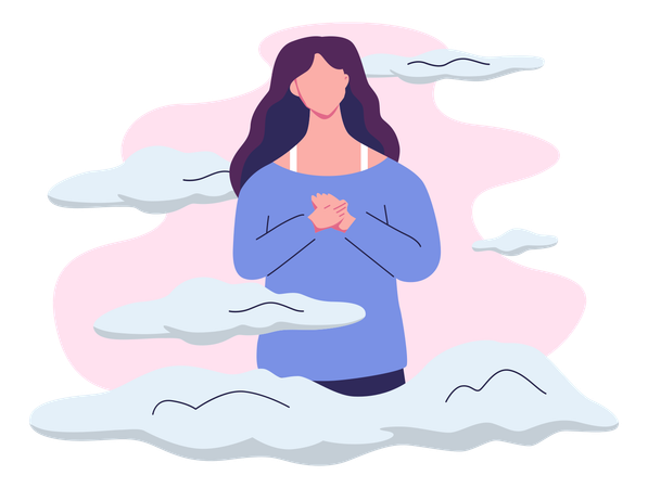 Femme créative sur nuage  Illustration