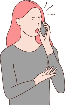 Femme criant après quelqu'un au téléphone  Illustration