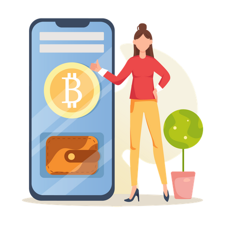 Investisseur féminin en crypto  Illustration