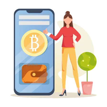 Investisseur féminin en crypto  Illustration