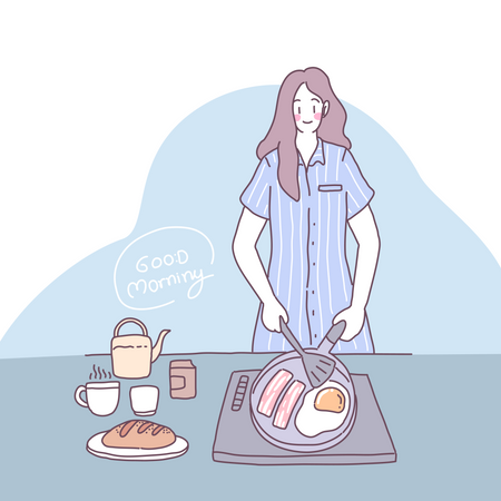 Femme cuisine  Illustration