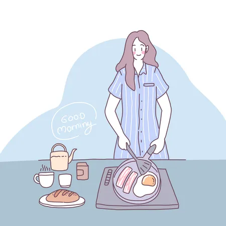 Femme cuisine  Illustration