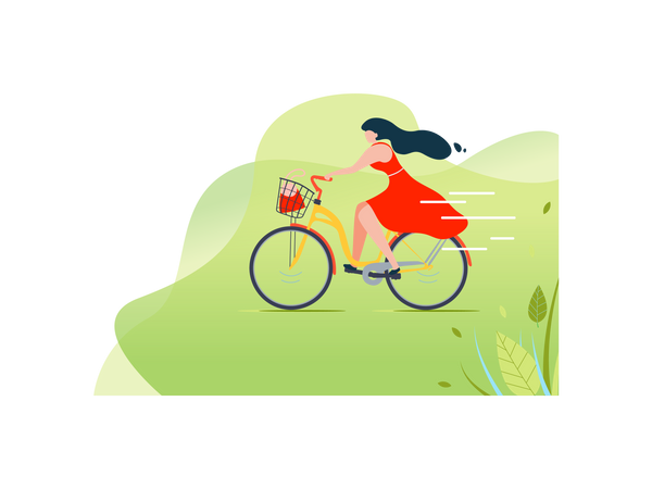 Femme faisant du vélo dans le parc  Illustration