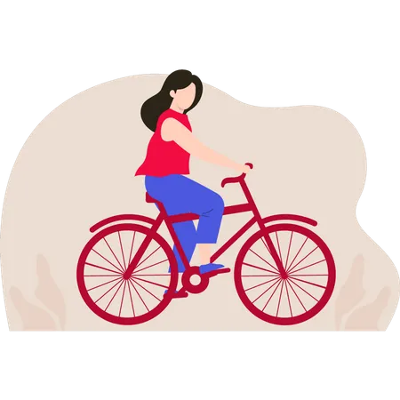 Femme faisant du vélo dans le parc  Illustration