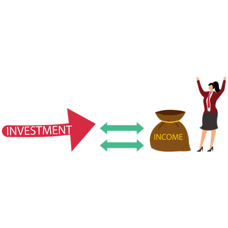 Femme d'affaires Augmentez vos revenus grâce à vos investissements  Illustration