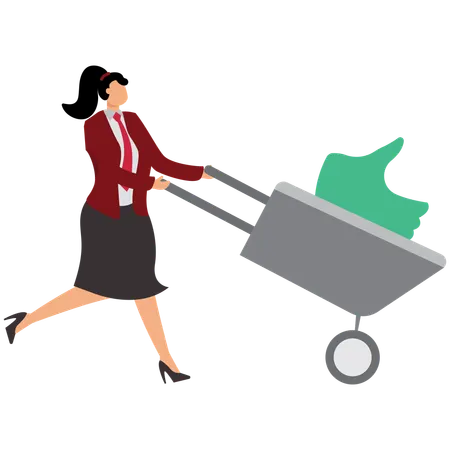 Femme d'affaires avec des émotions positives  Illustration