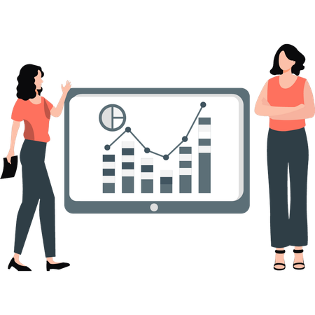 Femme d'affaires faisant une analyse commerciale  Illustration