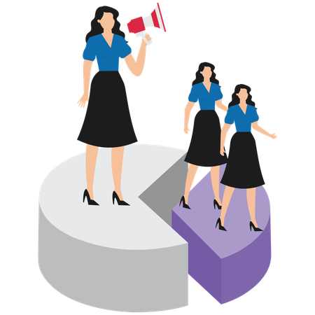 Femme d'affaires faisant du marketing d'entreprise  Illustration