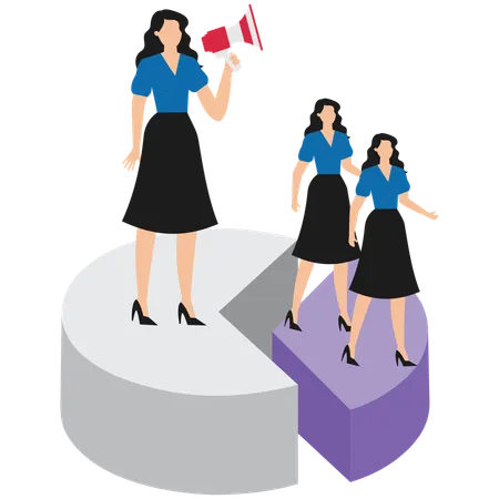 Femme d'affaires faisant du marketing d'entreprise  Illustration