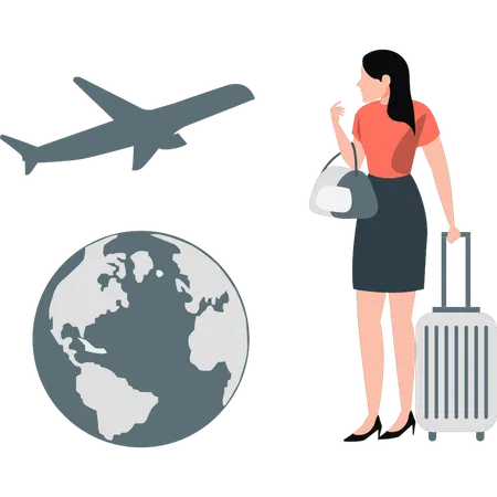 Une femme d'affaires part en voyage d'affaires  Illustration