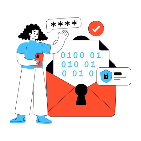 Une femme d'affaires sécurise le courrier commercial  Illustration