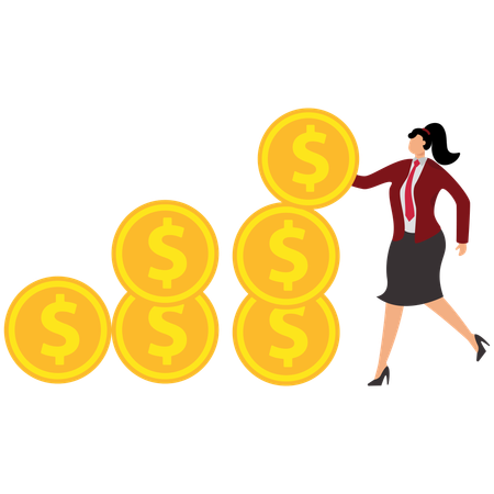 Une femme d'affaires transforme son investissement en revenu  Illustration