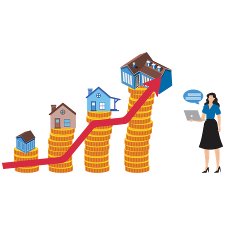 Femme d'affaires travaillant dans l'immobilier  Illustration