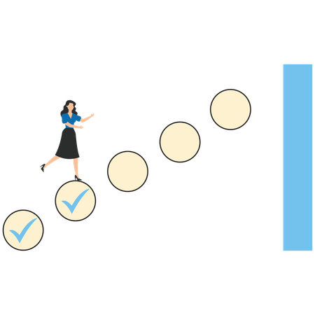 Femme d'affaires travaillant sur des objectifs commerciaux  Illustration