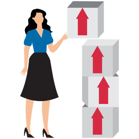 Femme d'affaires travaillant sur la croissance de l'entreprise  Illustration