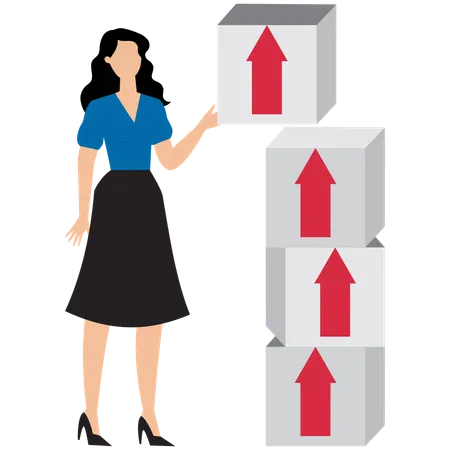 Femme d'affaires travaillant sur la croissance de l'entreprise  Illustration