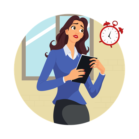 Femme d'affaires à la poursuite d'un délai  Illustration