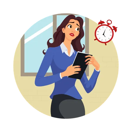 Femme d'affaires à la poursuite d'un délai  Illustration