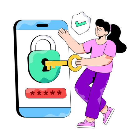 Femme d'affaires accédant à son smartphone  Illustration