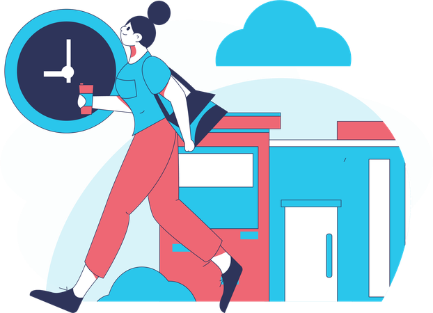 Femme d'affaires allant au bureau  Illustration