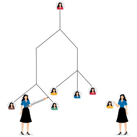 Femme d'affaires allouant des ressources commerciales  Illustration