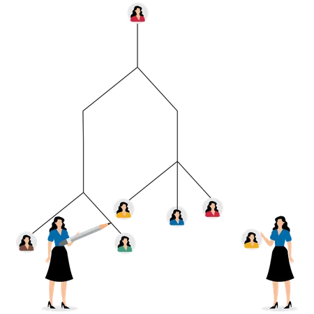 Femme d'affaires allouant des ressources commerciales  Illustration