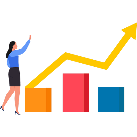 Une femme d'affaires analyse la croissance financière  Illustration