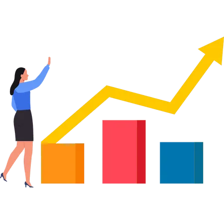 Une femme d'affaires analyse la croissance financière  Illustration