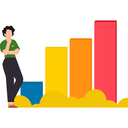 Femme d'affaires analyse le graphique de développement  Illustration