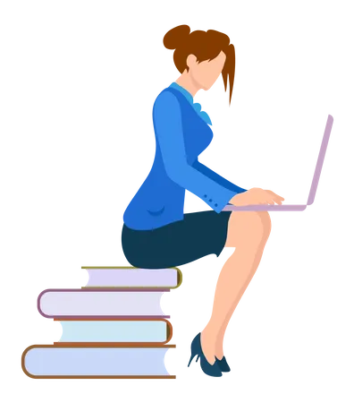 Femme d'affaires, apprentissage en ligne  Illustration