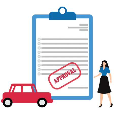 Femme d'affaires approuvant le permis de conduire  Illustration