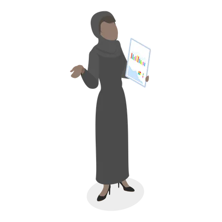 Femme d'affaires arabe debout avec un dossier à la main  Illustration