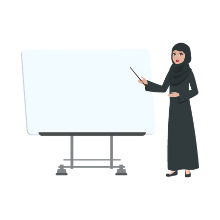 Femme d'affaires arabe présentant à bord  Illustration