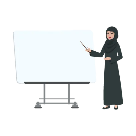 Femme d'affaires arabe présentant à bord  Illustration