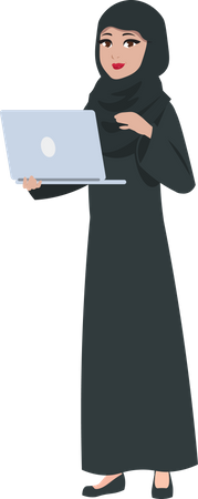 Femme d'affaires arabe travaillant sur un ordinateur portable  Illustration