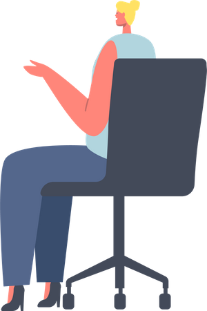 Femme d'affaires assise sur la chaise de bureau  Illustration