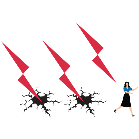 Une femme d'affaires attaquée par la foudre  Illustration