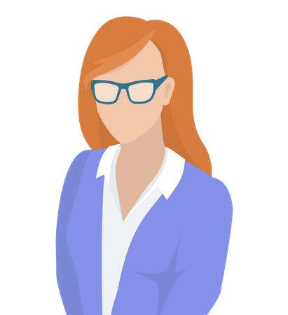 Femme d'affaires aux cheveux rouges portant des lunettes  Illustration