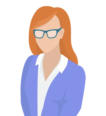 Femme d'affaires aux cheveux rouges portant des lunettes  Illustration